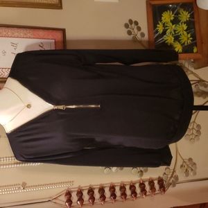 Sumhoo Long Sleeve Blouse with Zipper Accent Size Large